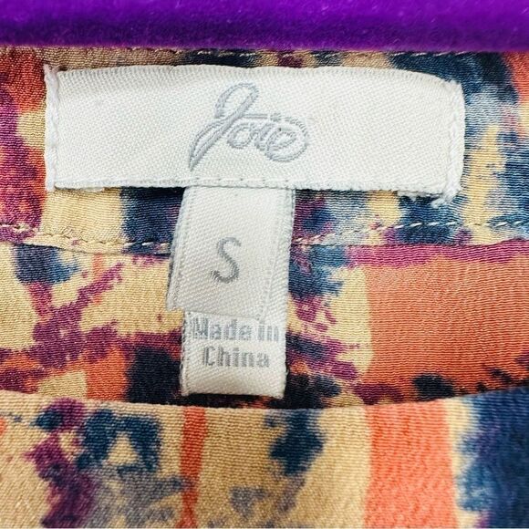 Joie size Small Pink and Blue Silk Oversized Blouse - Picture 11 of 12